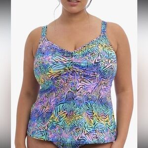Elomi Electric Savannah Molded Tankini with Adjustable Neckline Zebra size us 18